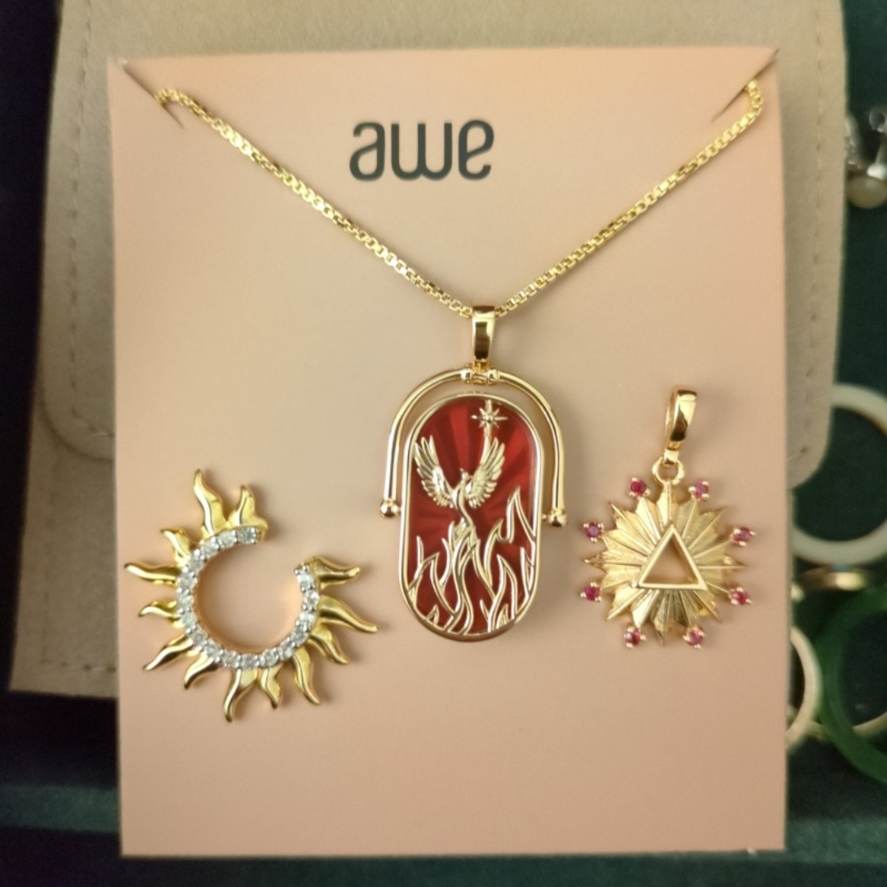 Gold and Red Phoenix Necklace Set